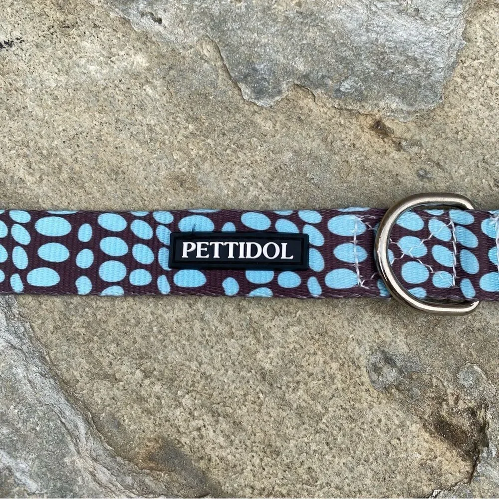 NWOT New Pettidol Dog Pet Collar w/Quick Release Buckle Blue/Brown Dot Pattern